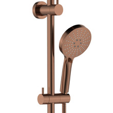 Empire Slim Brushed Copper Gooseneck Twin Shower